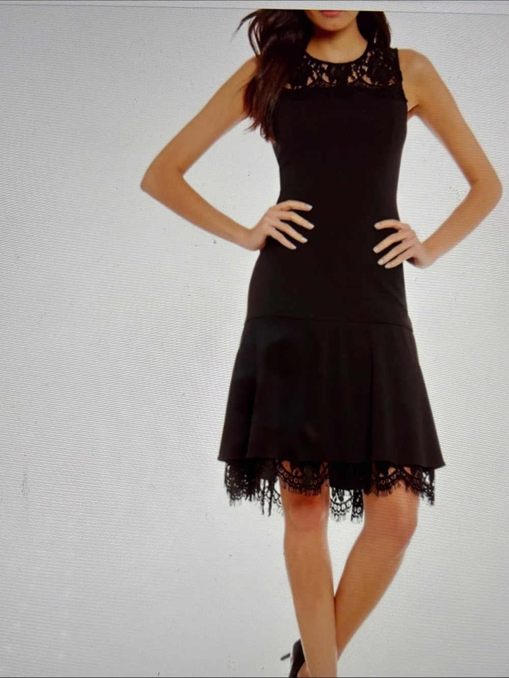 Plus size Calvin Klein Black Lace-Trim Midi Dress